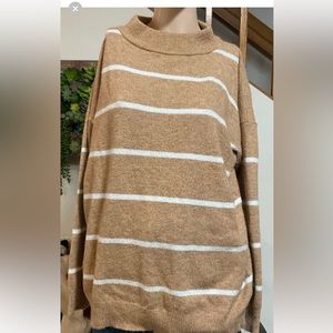 A New Day Striped Sweatshirt Sweater Turtleneck